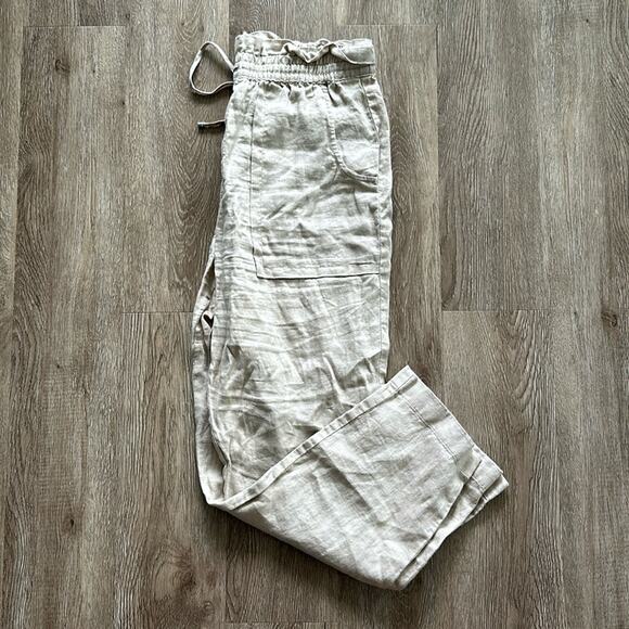 Lauren Ralph Lauren Linen Pants Birch Tan Size 6 Mid Rise Pull On - Picture 1 of 5